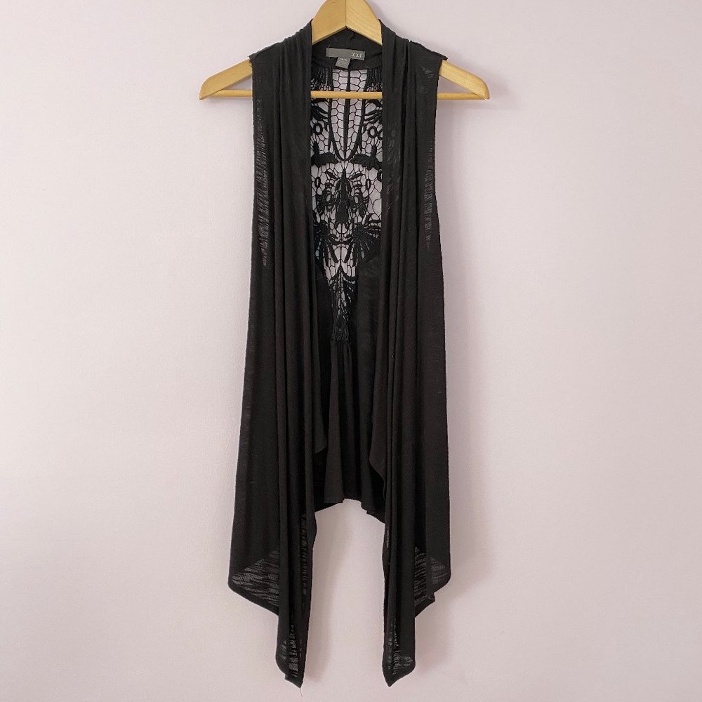 Forever 21 Black Knit Vest with Floral Embroidery